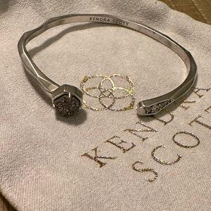 EUC Kendra Scott Silver & Charcoal Drusy Cuff